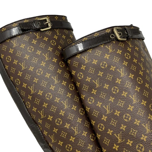 LOUIS VUITTON Vintage Monogram Mid Calf Boots #37 US 6.5 Brown Leather [102060] - Picture 8 of 14